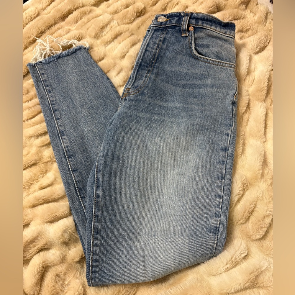 We The Free Denim Cropped Jeans with Frayed Hem